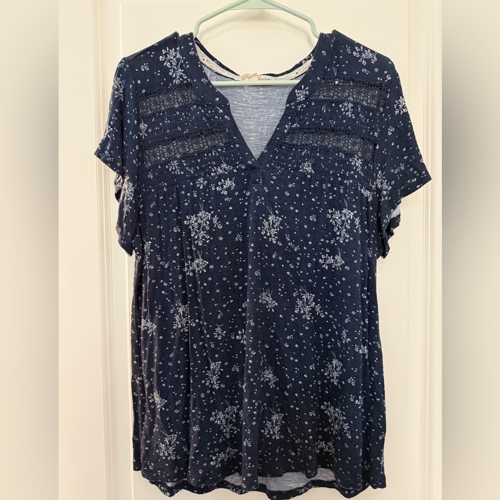 Rewind Blue and White Relaxed Blouse